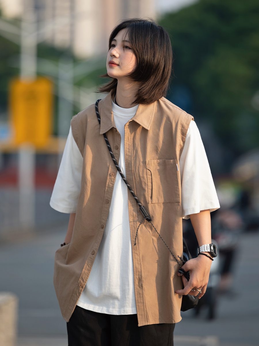 【Oneblue Shop】フェイクレイヤード tシャツ 、ベスト tシャツ ls050101