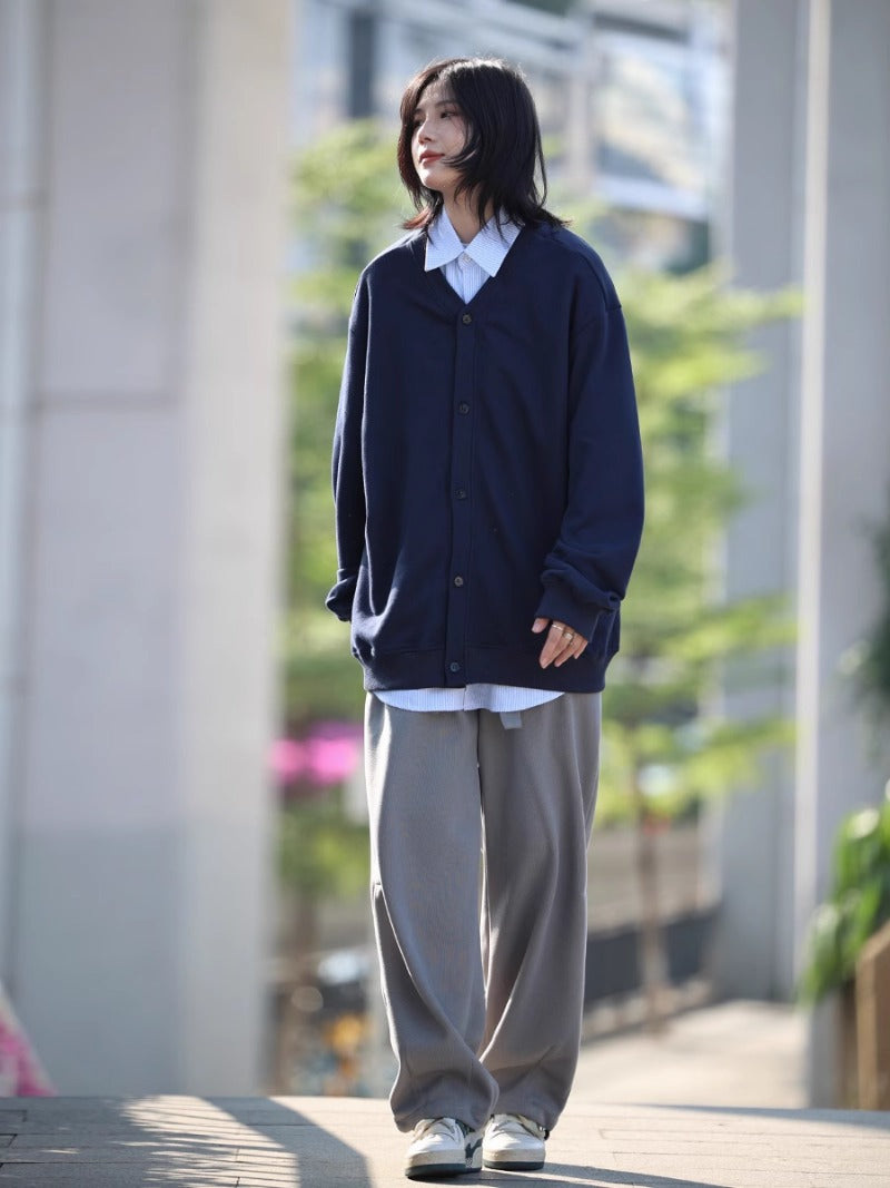【Oneblue Shop】ツーピースウールニットカーディガン LS2311091