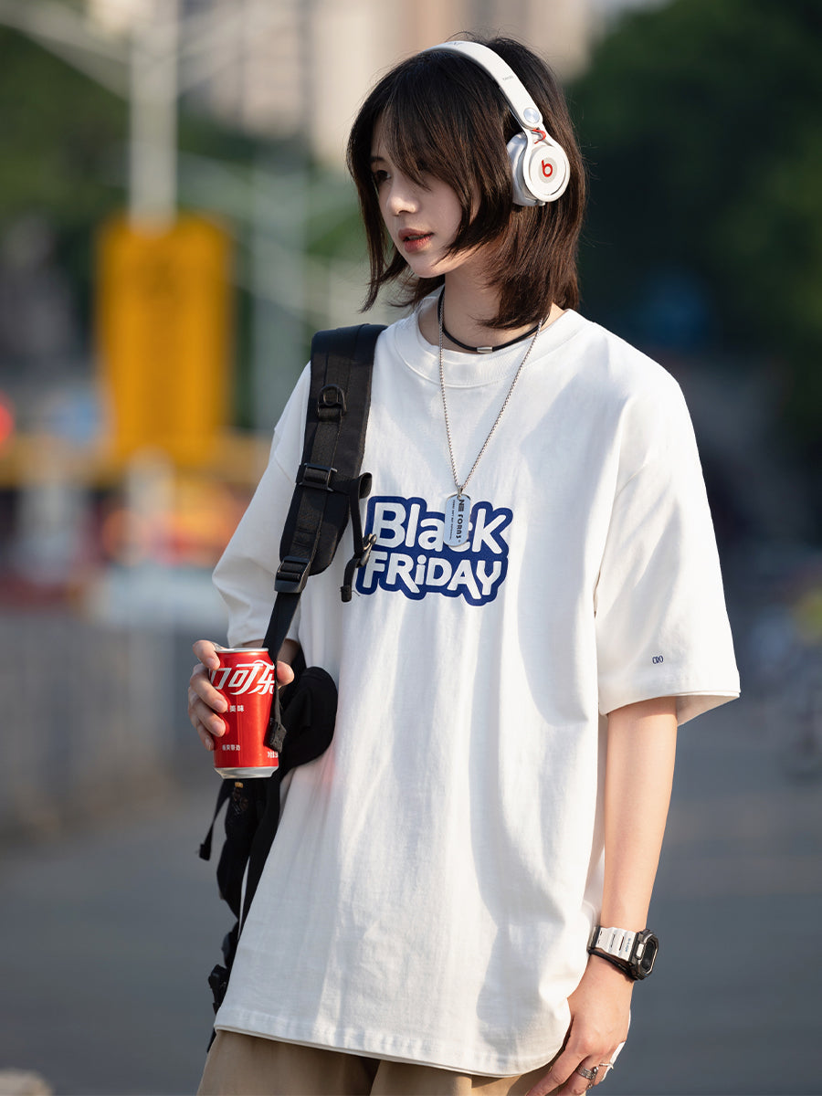 【Oneblue Shop】ワイドフィットマザープリント半袖Tシャツ LS372401