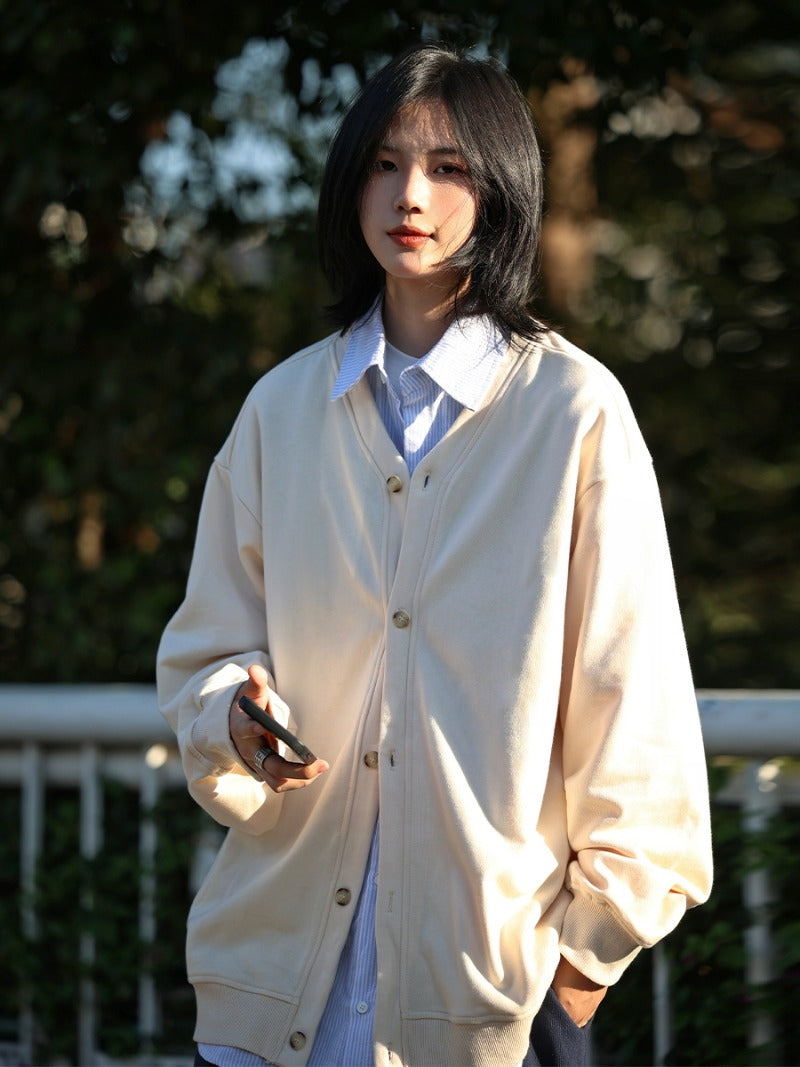 【Oneblue Shop】ツーピースウールニットカーディガン LS2311091