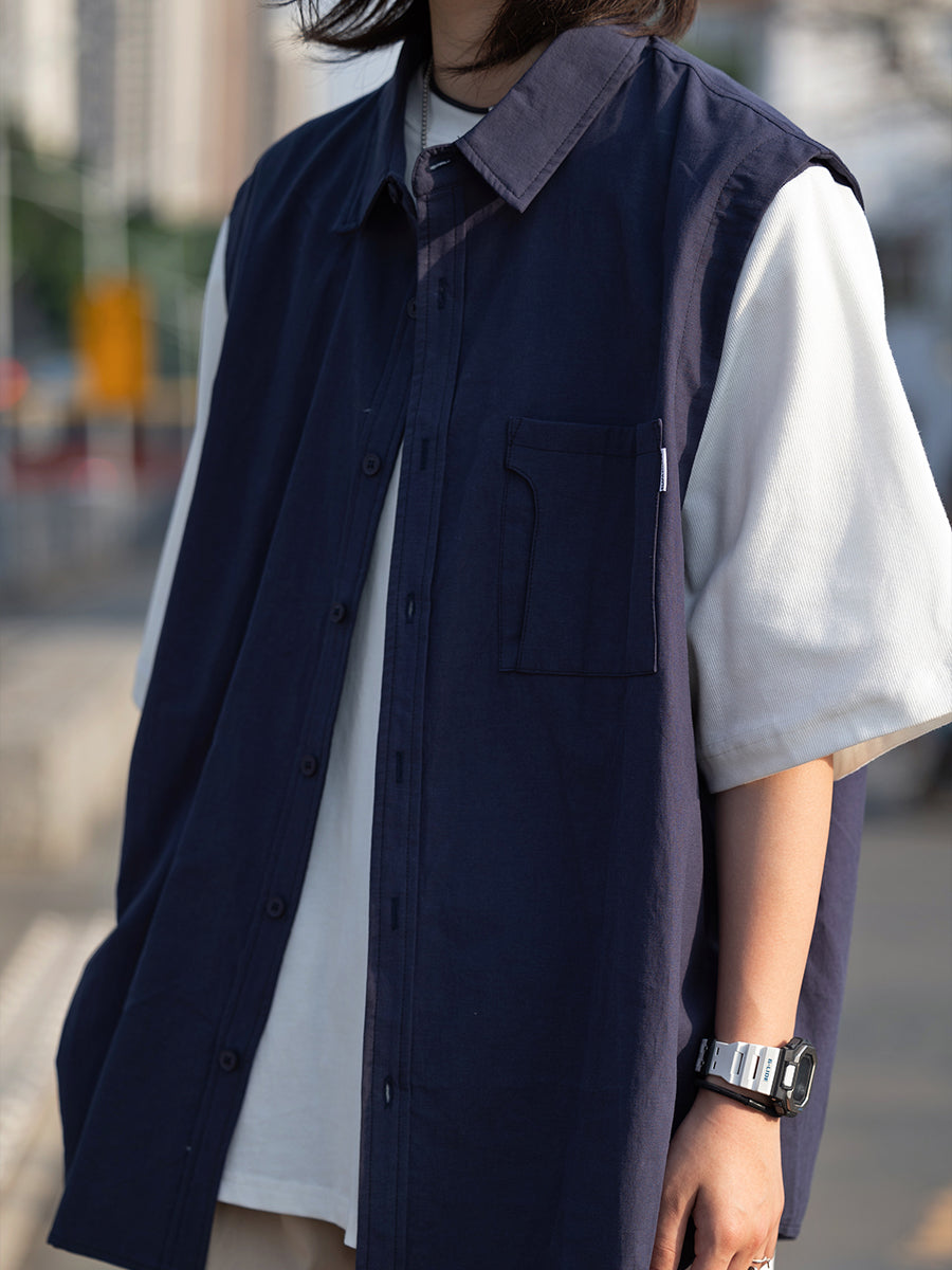 【Oneblue Shop】フェイクレイヤード tシャツ 、ベスト tシャツ ls050101