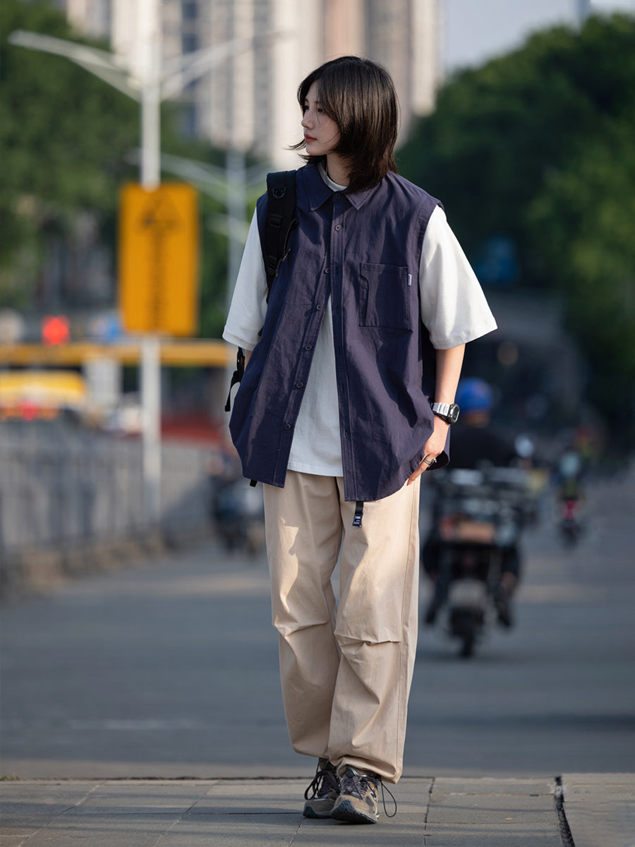 【Oneblue Shop】フェイクレイヤード tシャツ 、ベスト tシャツ ls050101