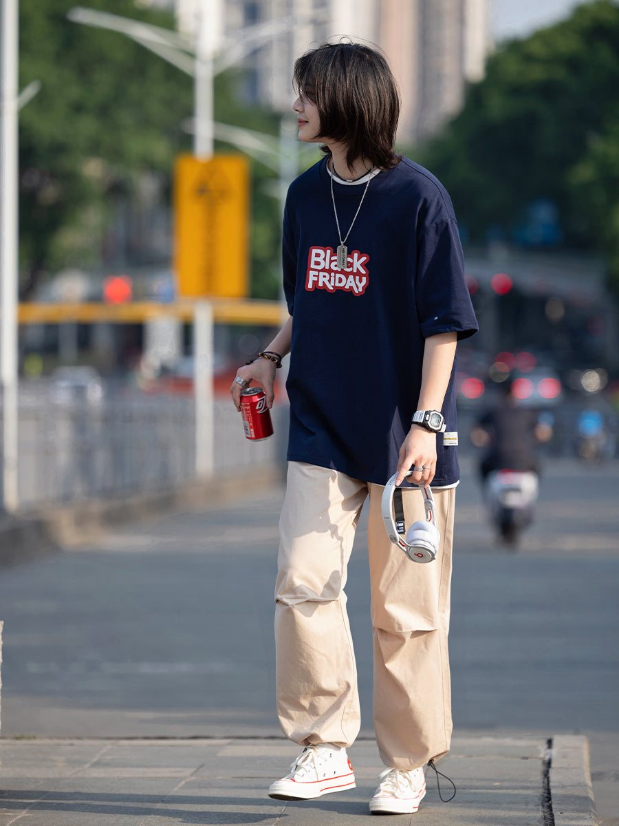 【Oneblue Shop】ワイドフィットマザープリント半袖Tシャツ LS372401