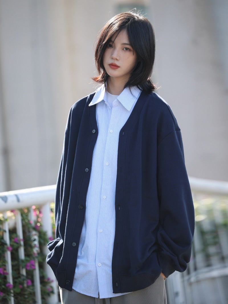 【Oneblue Shop】ツーピースウールニットカーディガン LS2311091