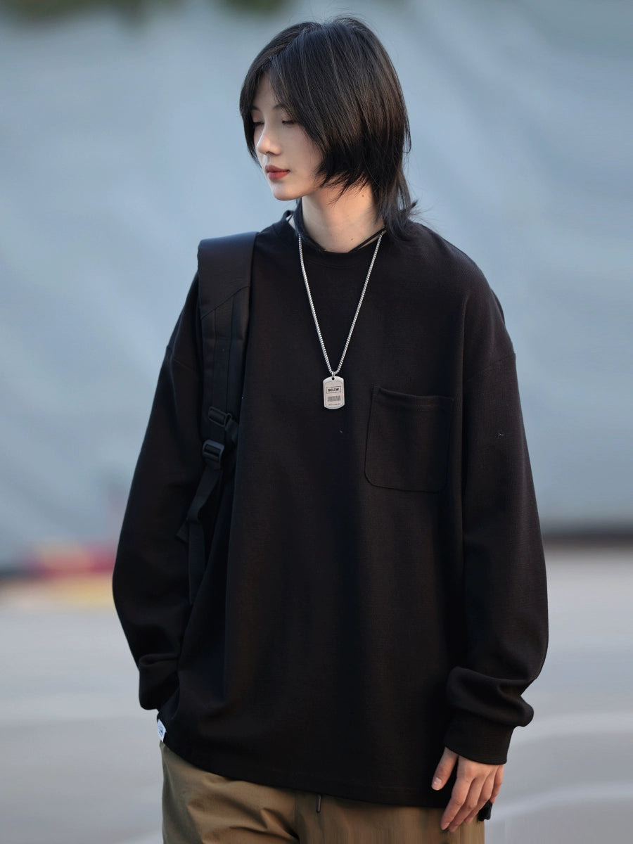 【Oneblue shop】シンプルロングスリーブTシャツ LS2403101