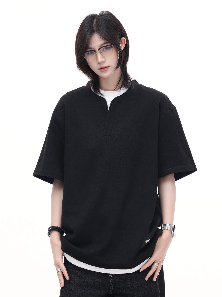 【Oneblue Shop】レイヤード着こなし◎/半袖Tシャツ/シンプルデザイン/夏コーデ LS250504