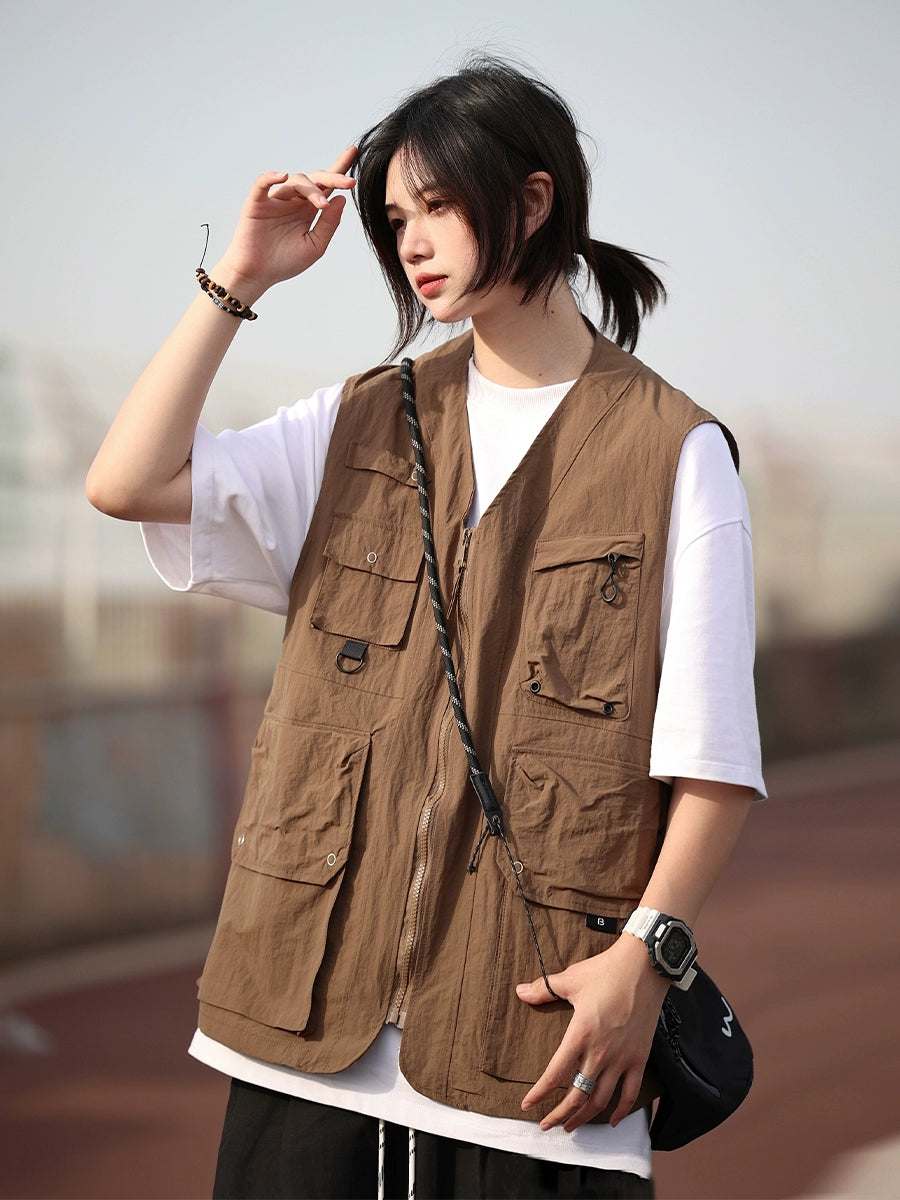 【Oneblue Shop】無地の作業用ベスト -Vest LS2405194