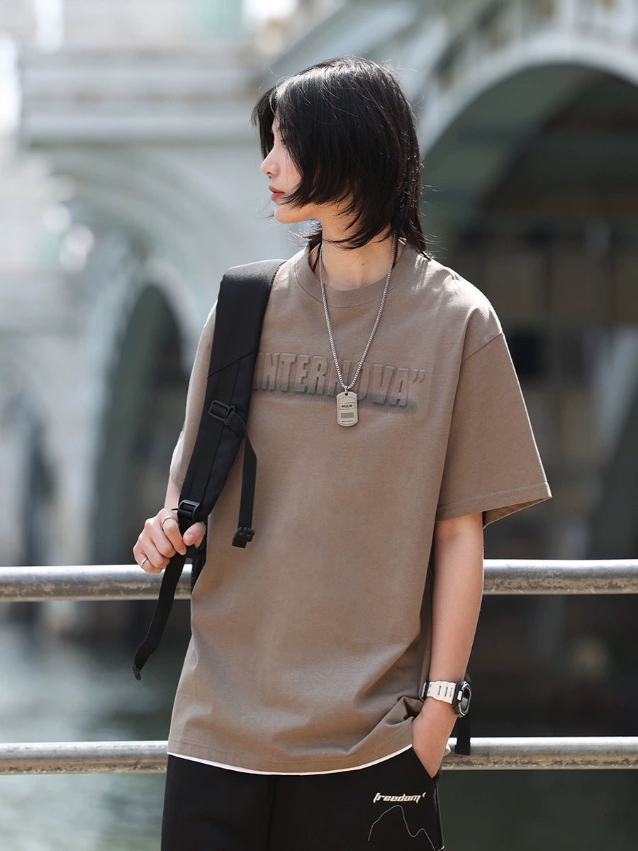 ラウンドネックレターTシャツ -T-shirt LS24061310