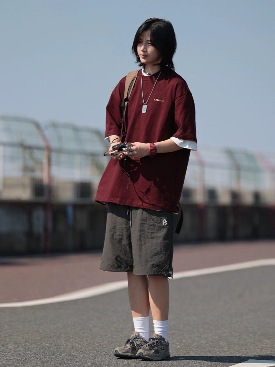 【Oneblue Shop】ラウンドネックプリントTシャツ -T-shirt LS2406195