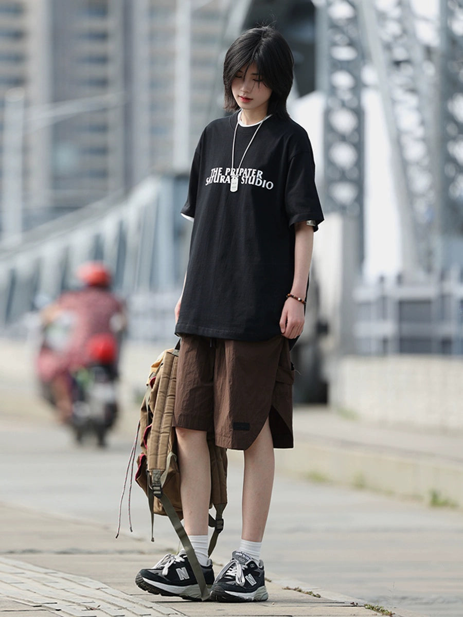 【Oneblue Shop】ゆったりストレートワークパンツ -Shorts LS2406057