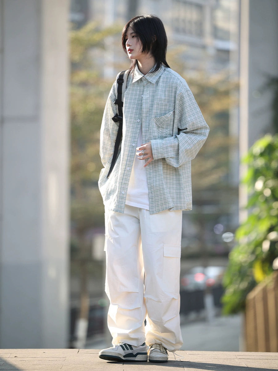 【OneBlue Shop】ワークウェアポケット付きドローストリングアンクル -Pants LS2405198