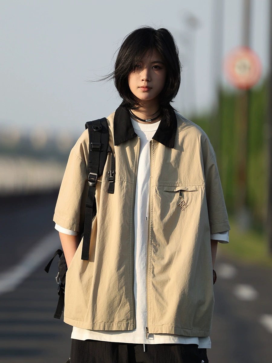 【Oneblue Shop】カラーブロックワークTシャツ -T-shirt LS2407201
