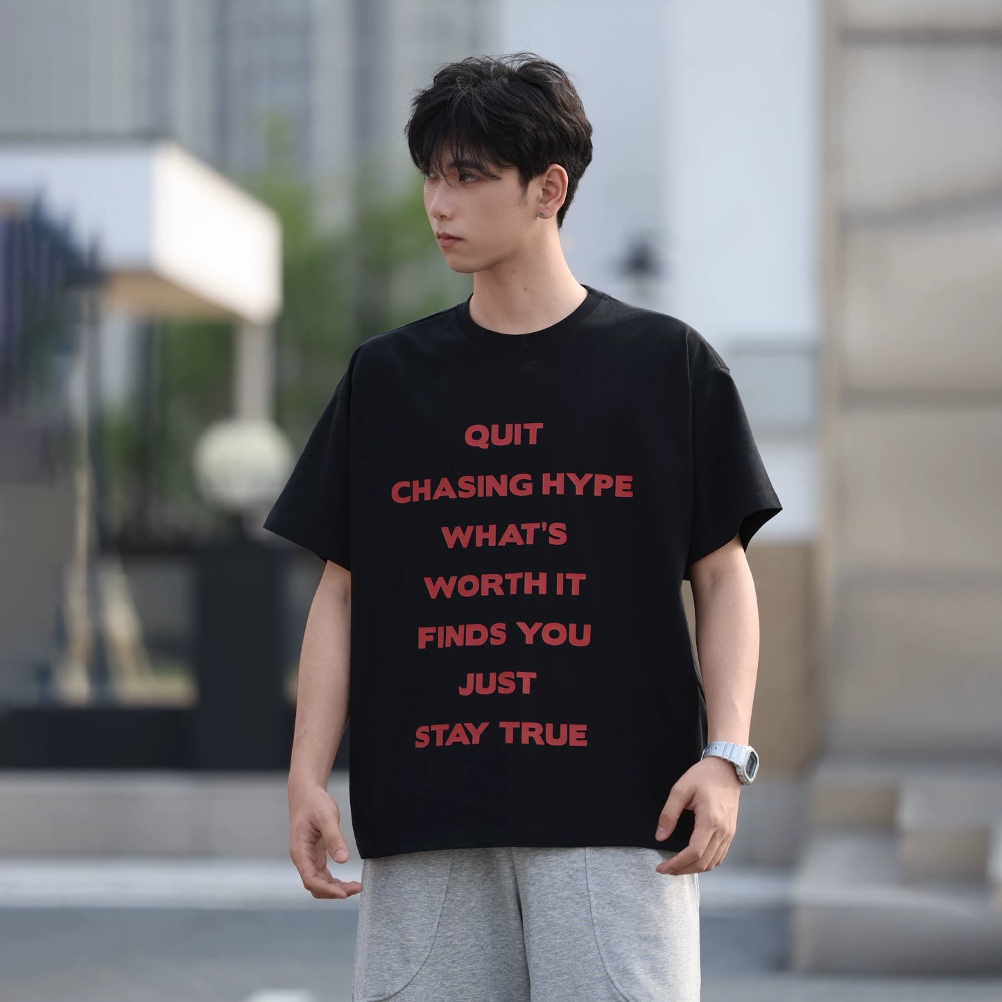 【Oneblue Shop】レタープリント 半袖 Tシャツ 241895