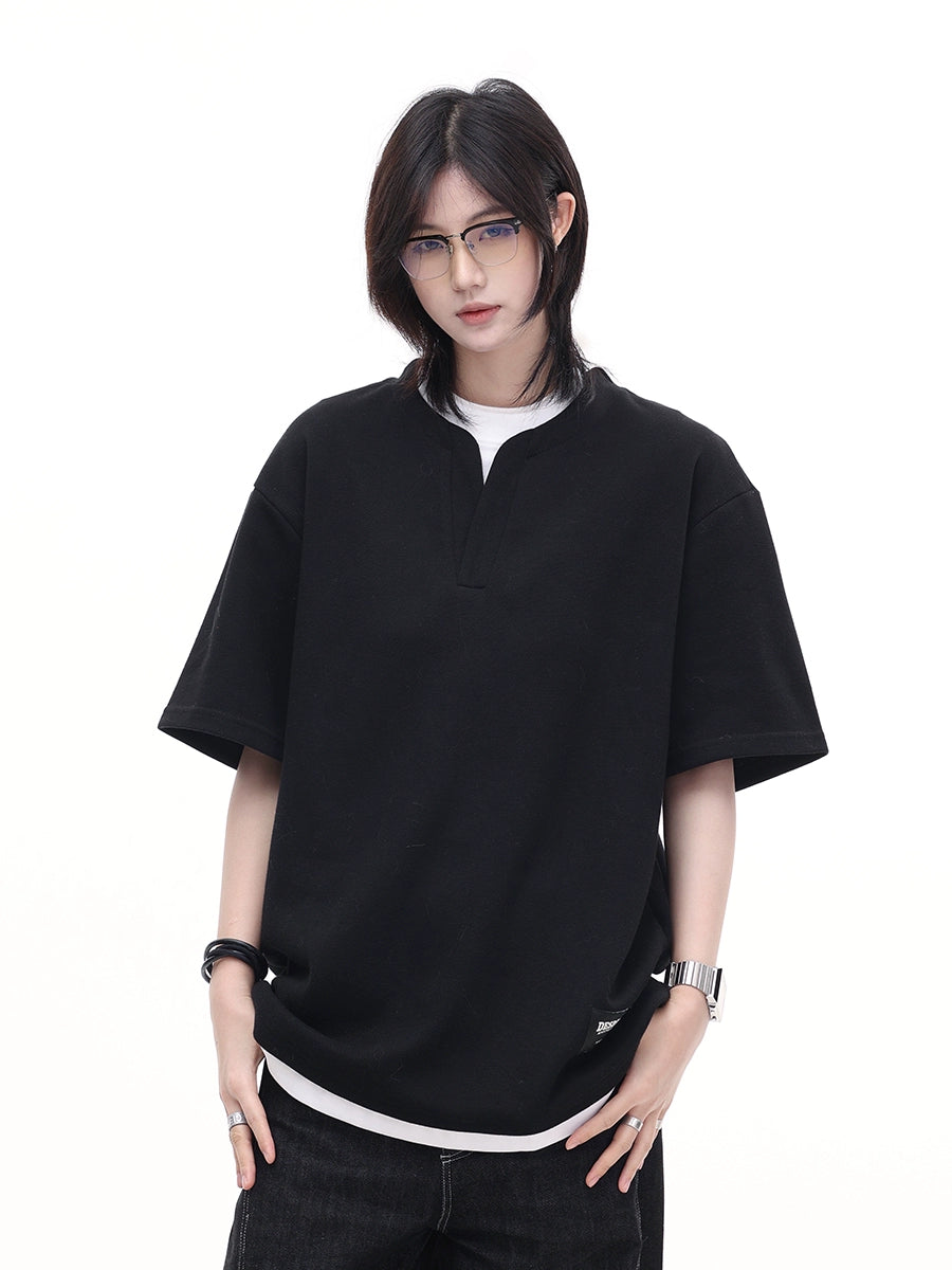 【Oneblue Shop】レイヤード着こなし◎/半袖Tシャツ/シンプルデザイン/夏コーデ LS250504