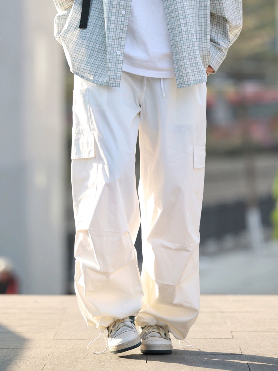 【OneBlue Shop】ワークウェアポケット付きドローストリングアンクル -Pants LS2405198