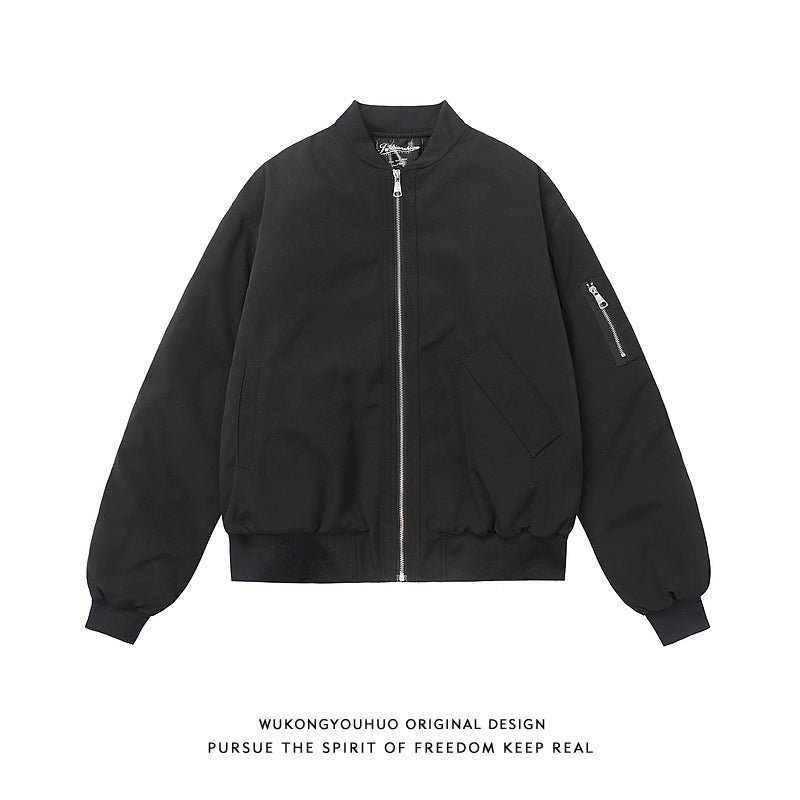 【Oneblue Shop】春向け ヴィンテージ スタイル プレーンピロットジャケット ブラック LS2502041