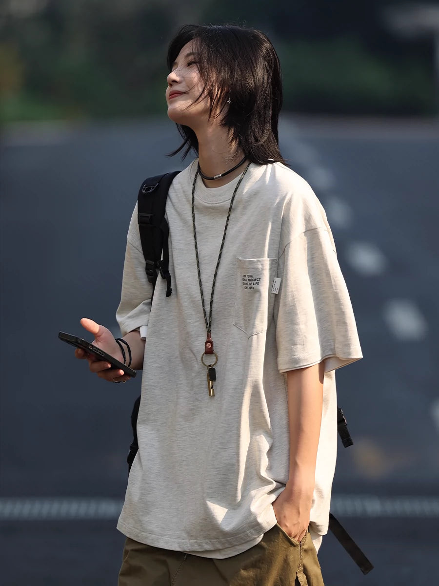 【Oneblue Shop】ラウンドネックゆったりTシャツ -Tshirt LS2405203