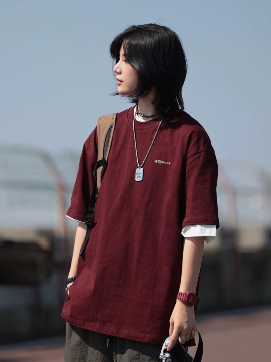 【Oneblue Shop】ラウンドネックプリントTシャツ -T-shirt LS2406195