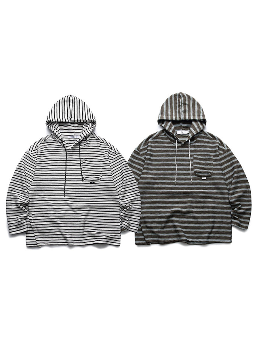 【Oneblue Shop】ストライプフーディー - Hoodies LS2405193