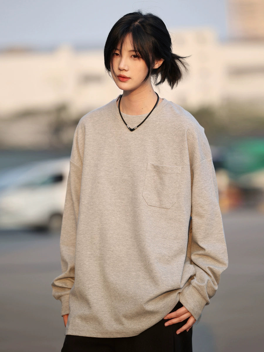 【Oneblue shop】シンプルロングスリーブTシャツ LS2403101