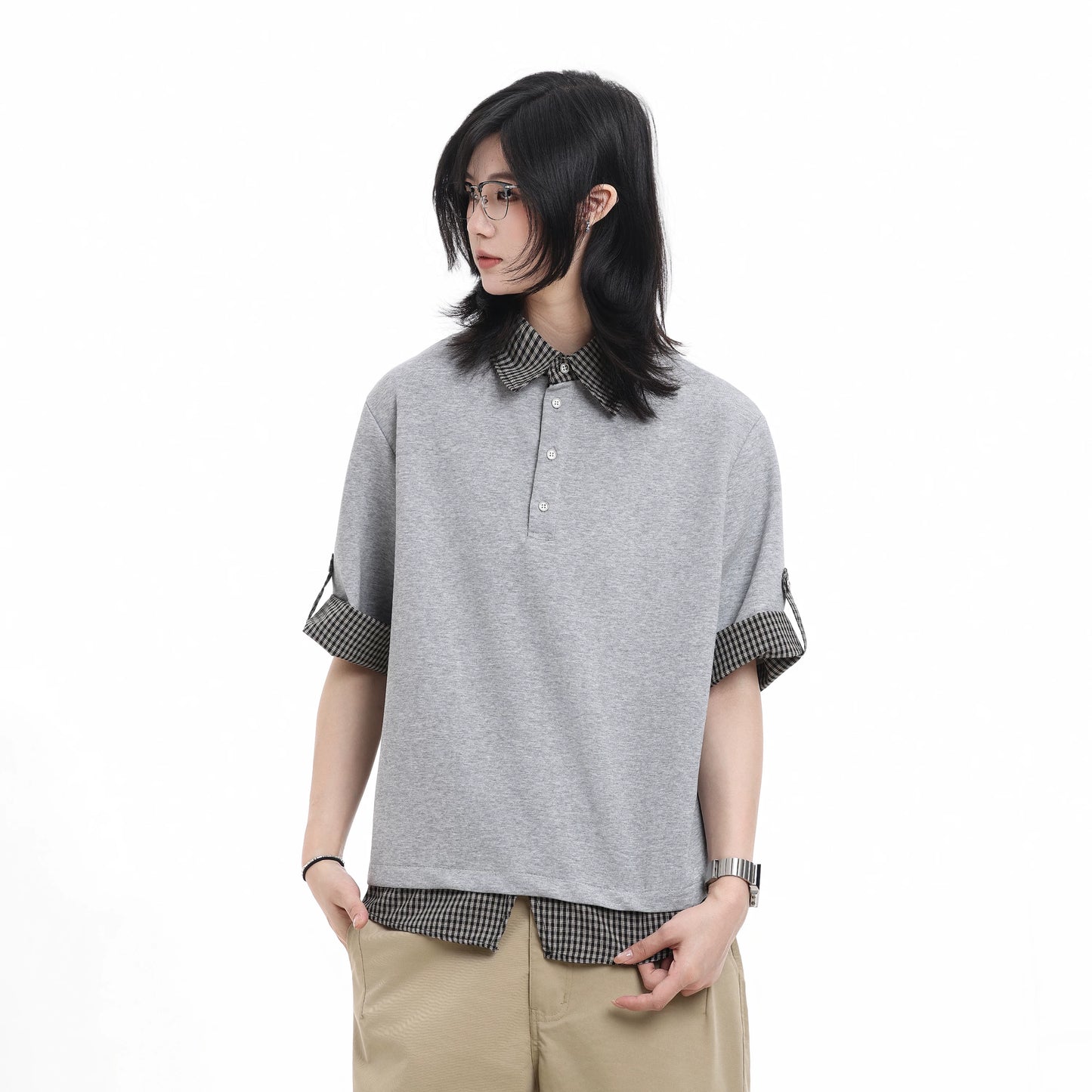 【Oneblue Shop】レイヤードカラー プルオーバートップス / Layered Collar Pullover Top LS260325