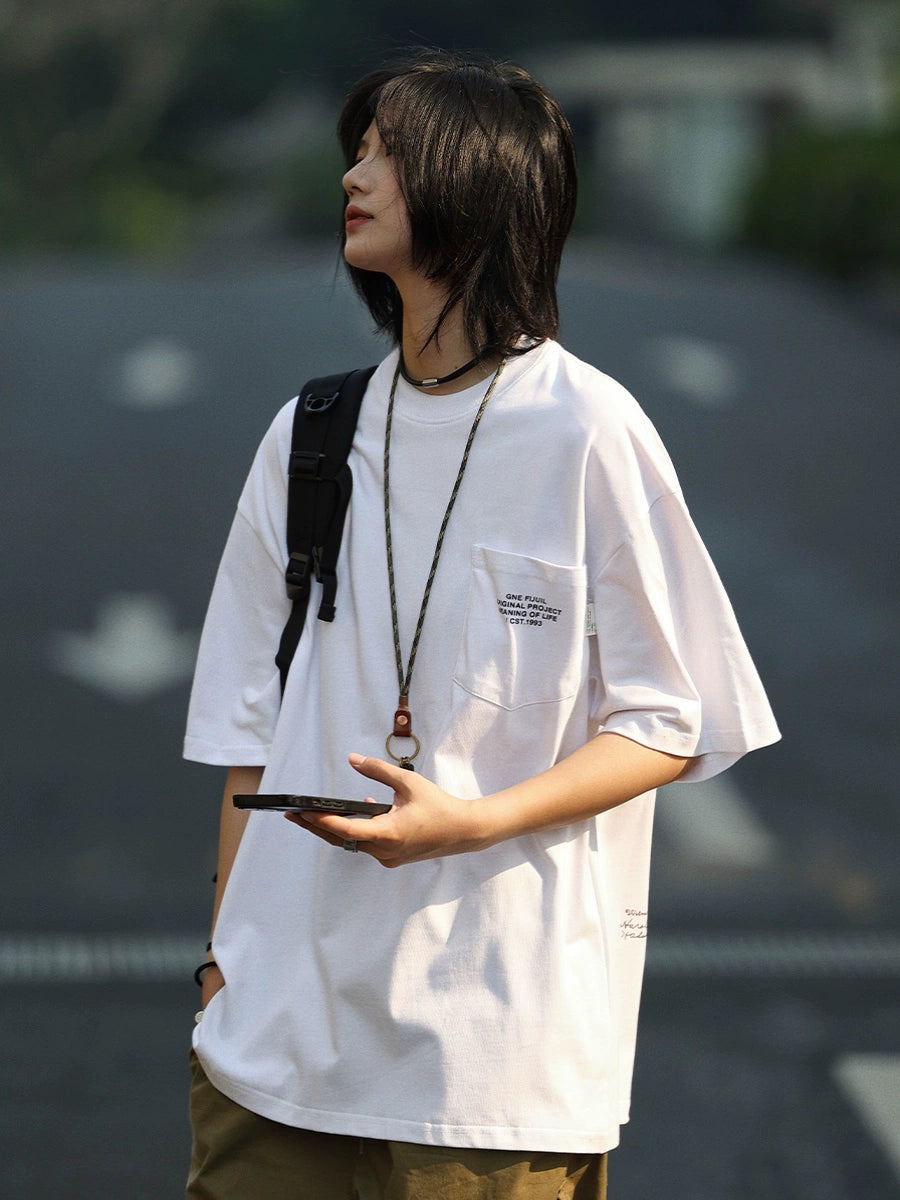 【Oneblue Shop】ラウンドネックゆったりTシャツ -Tshirt LS2405203