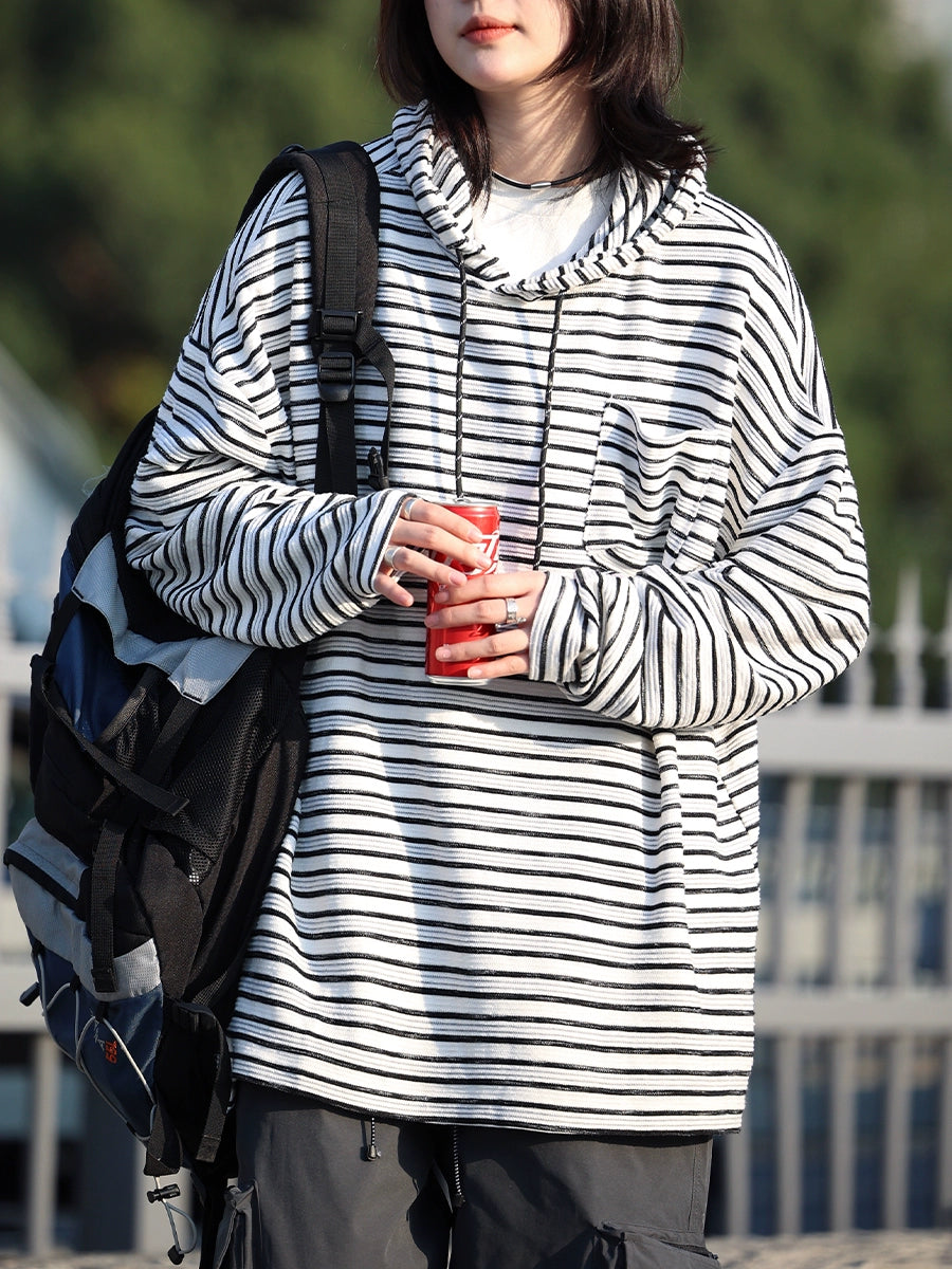 【Oneblue Shop】ストライプフーディー - Hoodies LS2405193