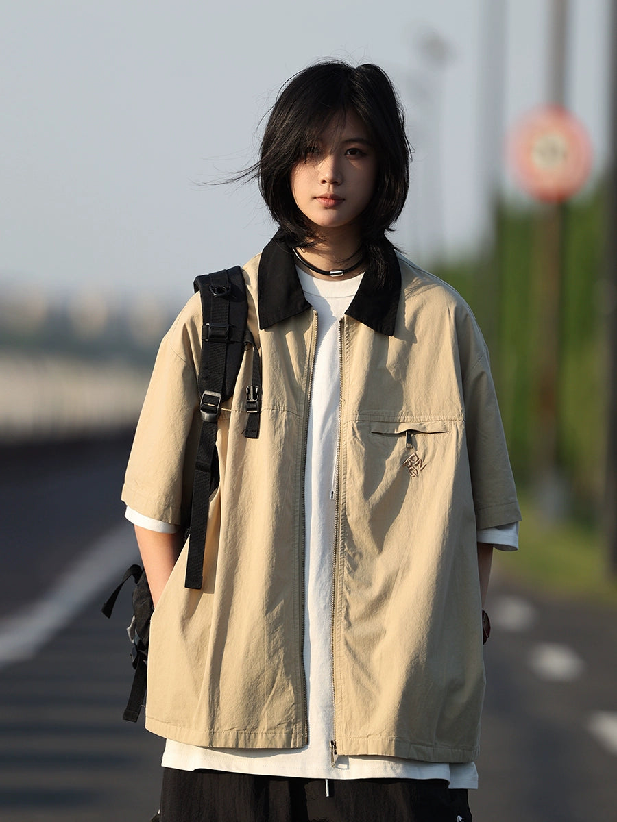 【Oneblue Shop】カラーブロックワークTシャツ -T-shirt LS2407201
