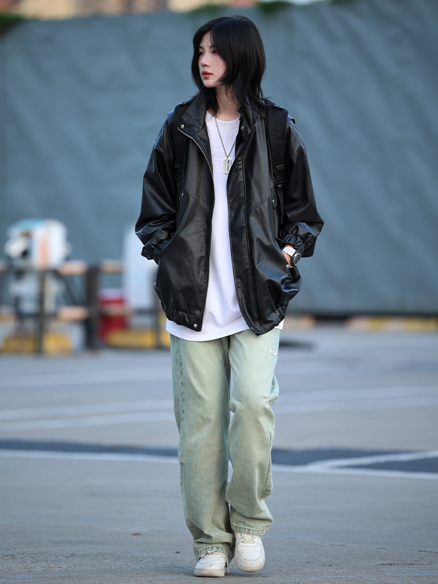 【Oneblue Shop】2023秋冬PUレザージャケット LS2311031