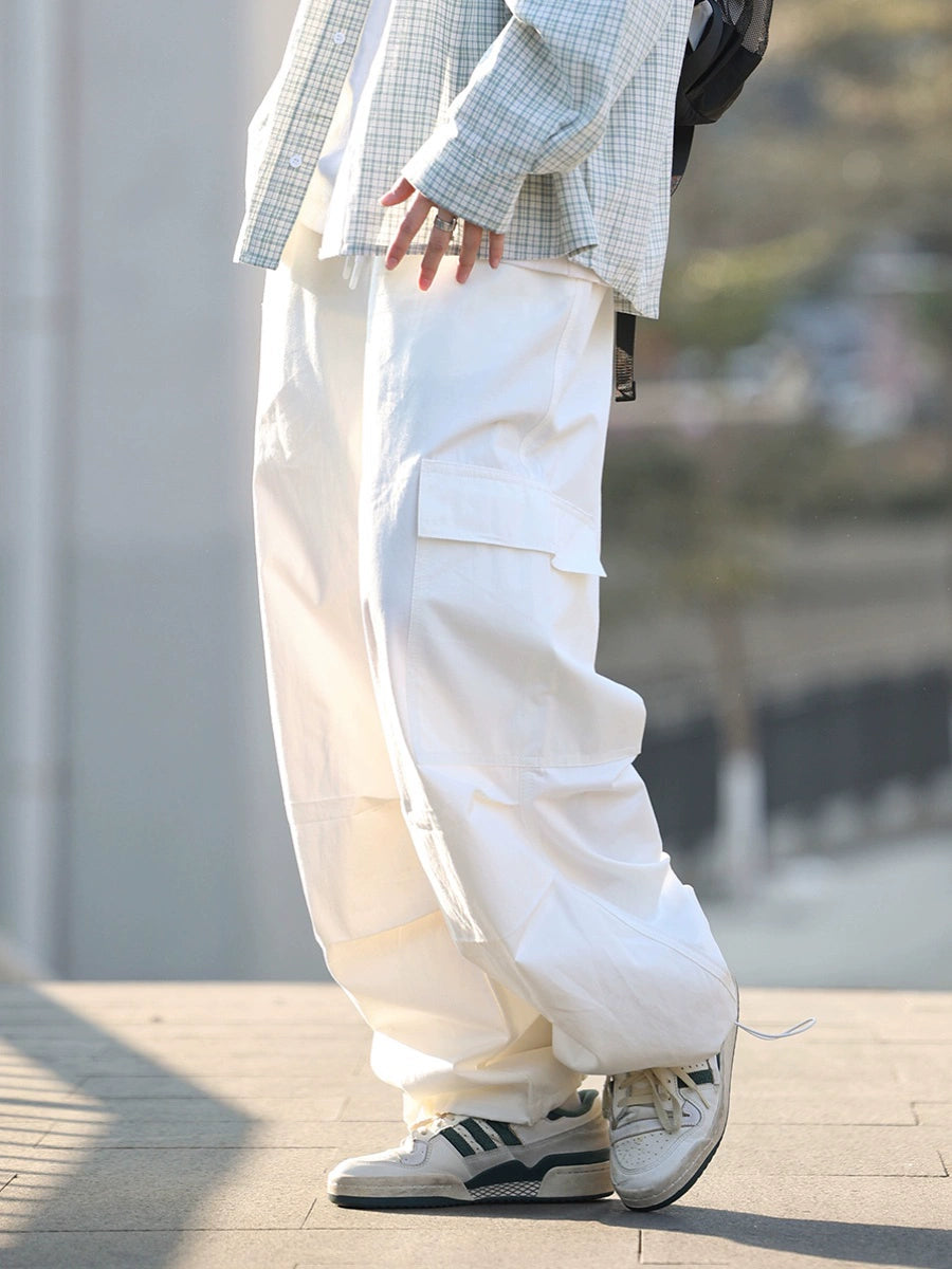 【OneBlue Shop】ワークウェアポケット付きドローストリングアンクル -Pants LS2405198