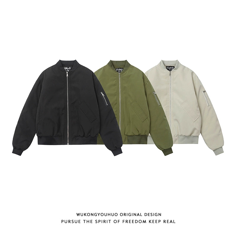 【Oneblue Shop】春向け ヴィンテージ スタイル プレーンピロットジャケット ブラック LS2502041