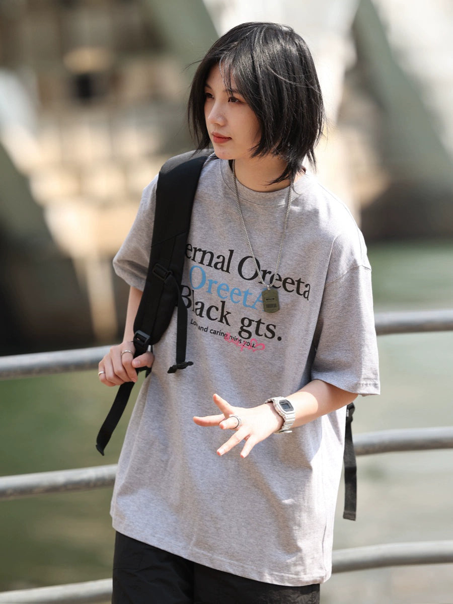 【OneBlue Shop】NCLLW サマーコットンルーズフィットショートスリーブTシャツ LS2404036