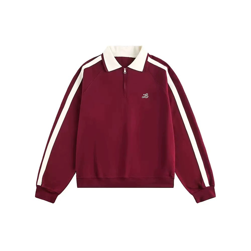 【Oneblue Shop】トラックラインジップポロスウェット / Track Line Zip Polo Sweat LS2510023
