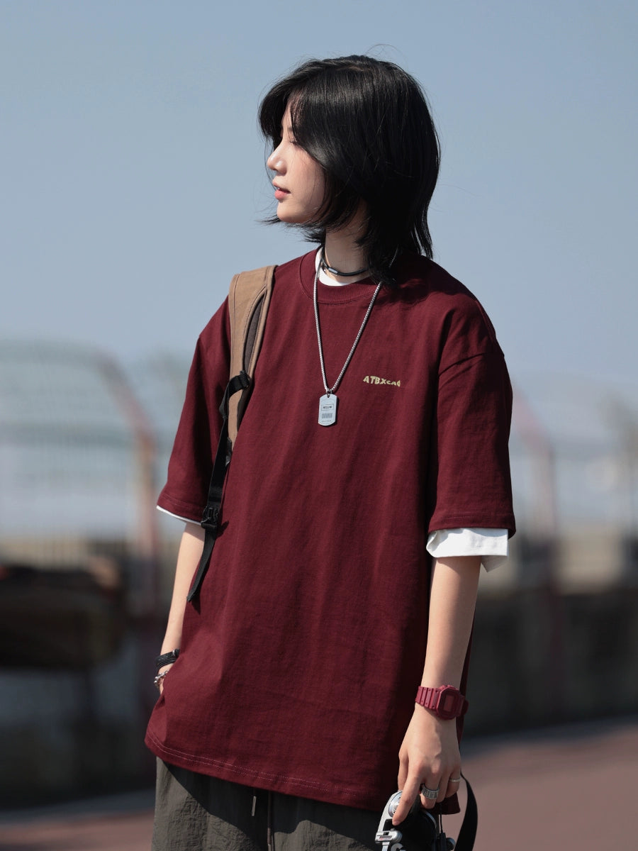 【Oneblue Shop】ラウンドネックプリントTシャツ -T-shirt LS2406195