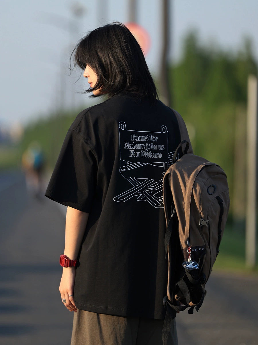 【Oneblue Shop】ゆったりシンプルプリントTシャツ -T-shirt LS2406192
