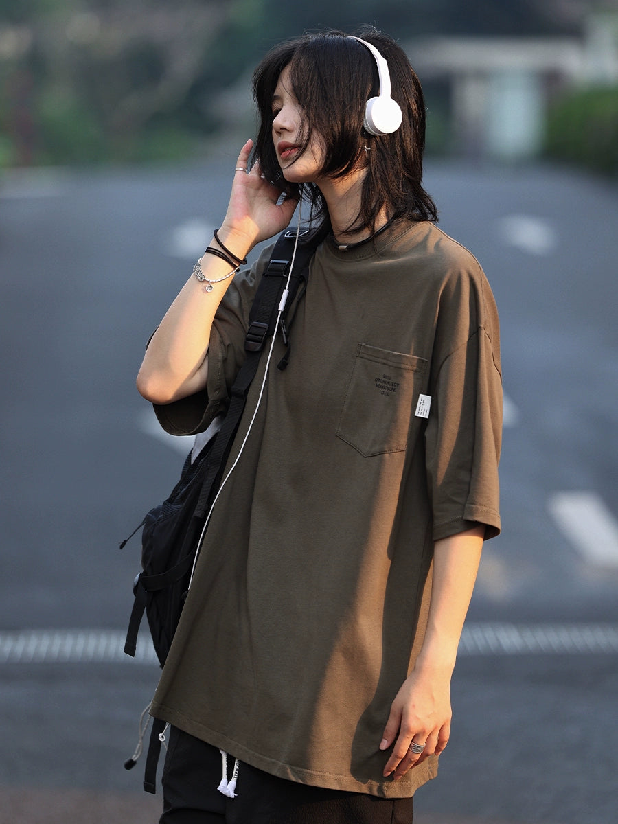 【Oneblue Shop】ラウンドネックゆったりTシャツ -Tshirt LS2405203