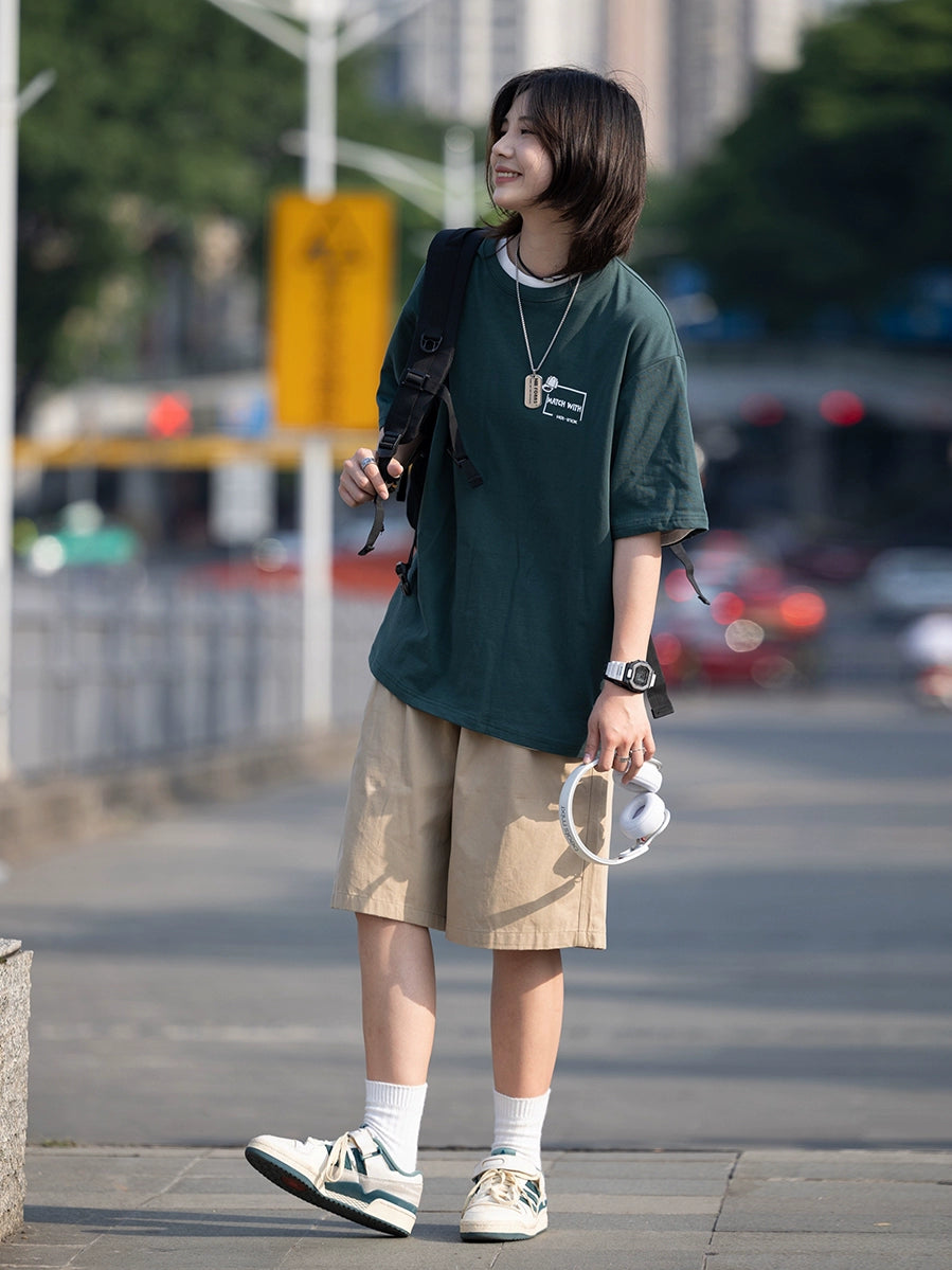 【Oneblue Shop】クルーネック半袖Tシャツ - Tshirt LS2405151