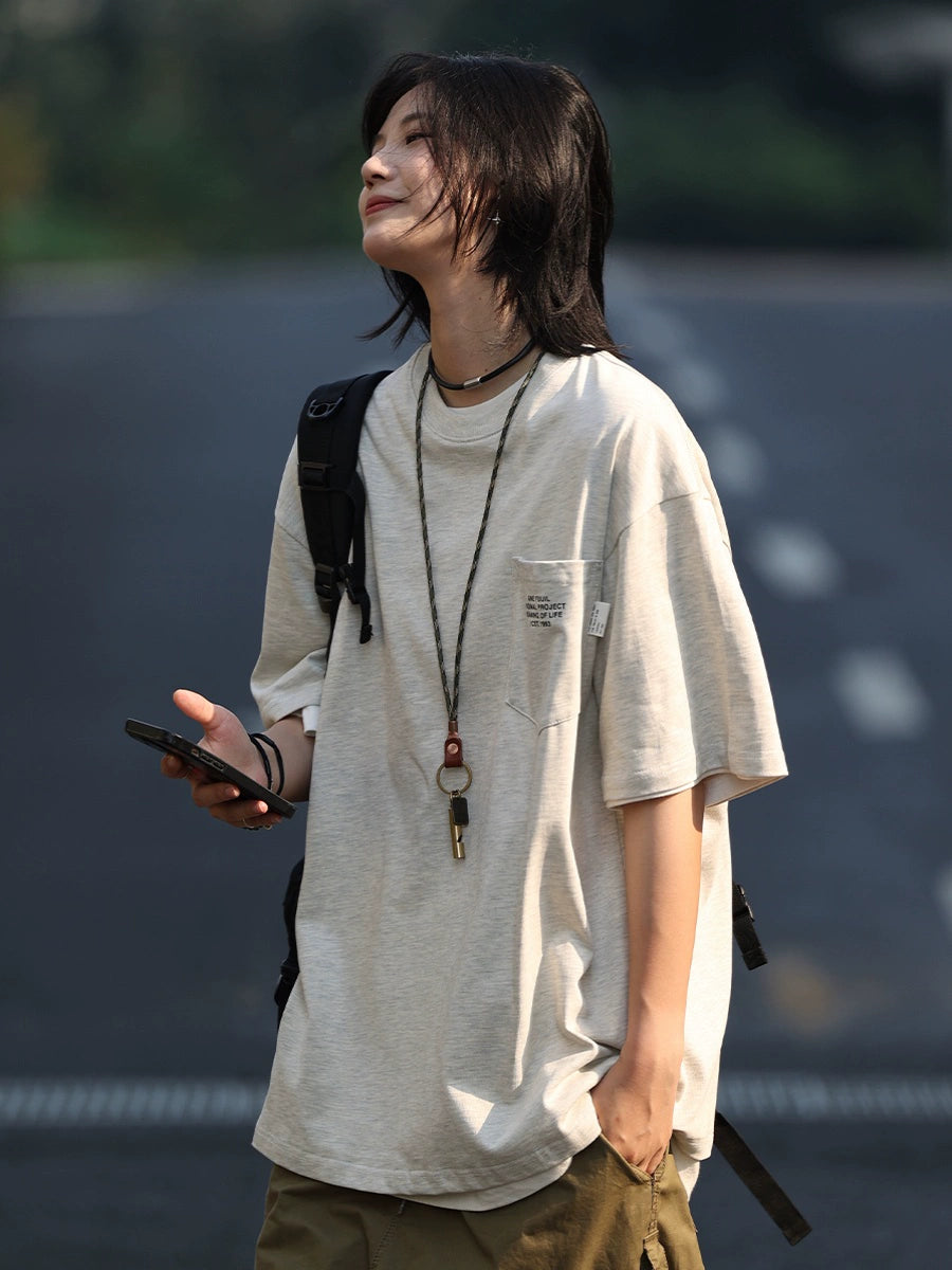 【Oneblue Shop】ラウンドネックゆったりTシャツ -Tshirt LS2405203