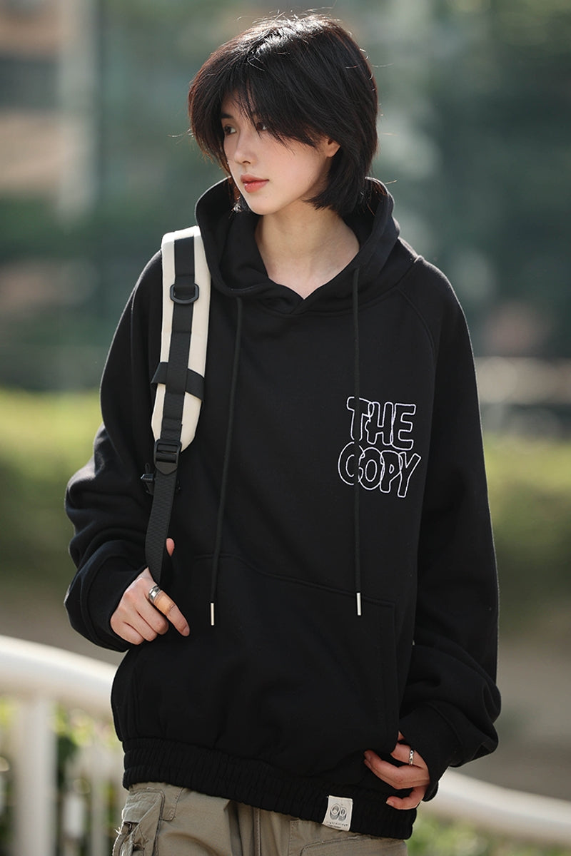 【Oneblue Shop】秋冬シーズンルーズフィットフード付きレタープリントフーディー LS2310163