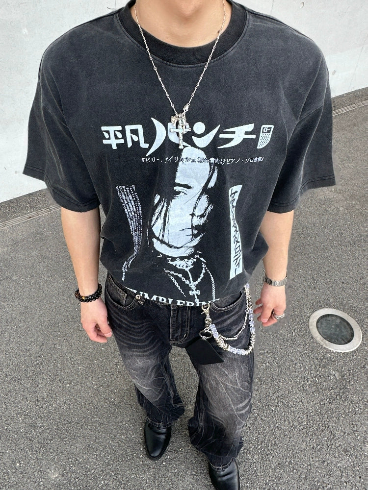 【Oneblue Shop】ヴィンテージ風◎/プリントTシャツ/半袖/オーバーサイズ/夏コーデ LS2505061
