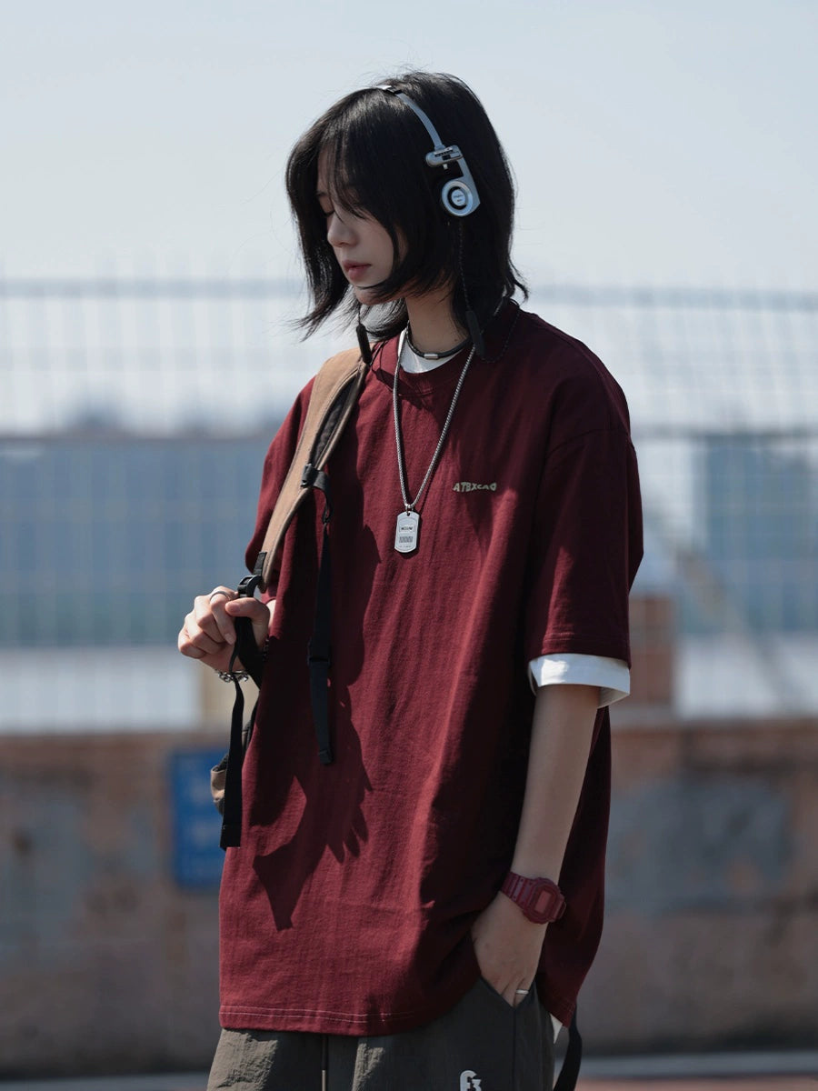 【Oneblue Shop】ラウンドネックプリントTシャツ -T-shirt LS2406195