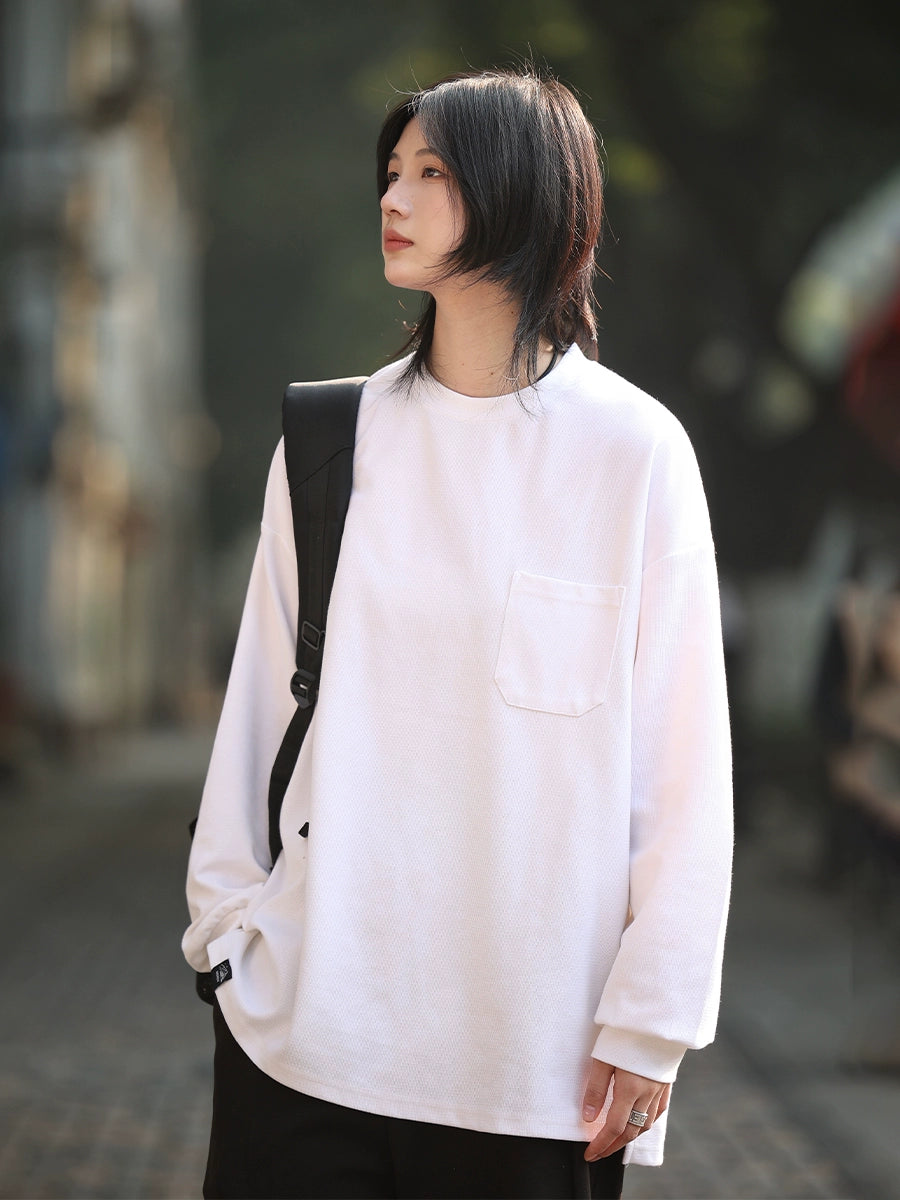【Oneblue shop】シンプルロングスリーブTシャツ LS2403101