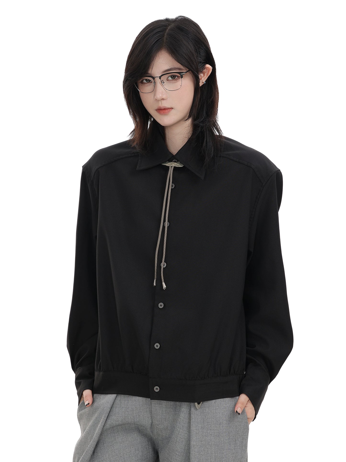 【Oneblue Shop】ギャザーヘムシャツジャケット / Gather Hem Shirt Jacket LS202510021
