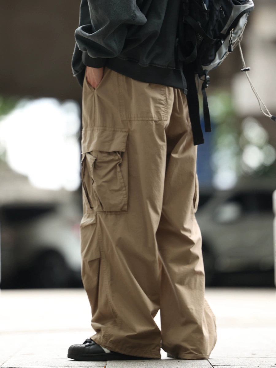【Oneblue Shop】ウエストゴムワイドカーゴパンツ 春 夏 / Cargo Pants LS2407212