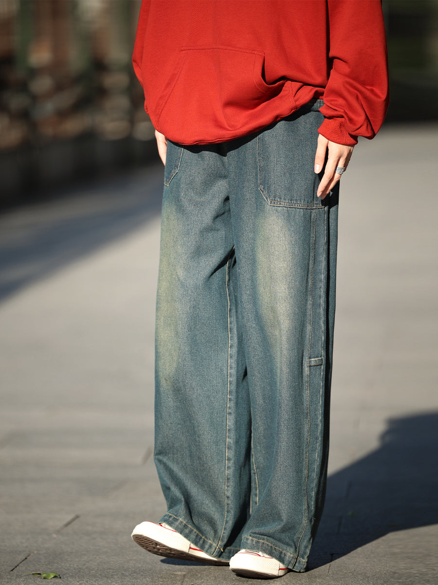 【Oneblue Shop】ストレートワイドデニムパンツ秋モデル LS2311141