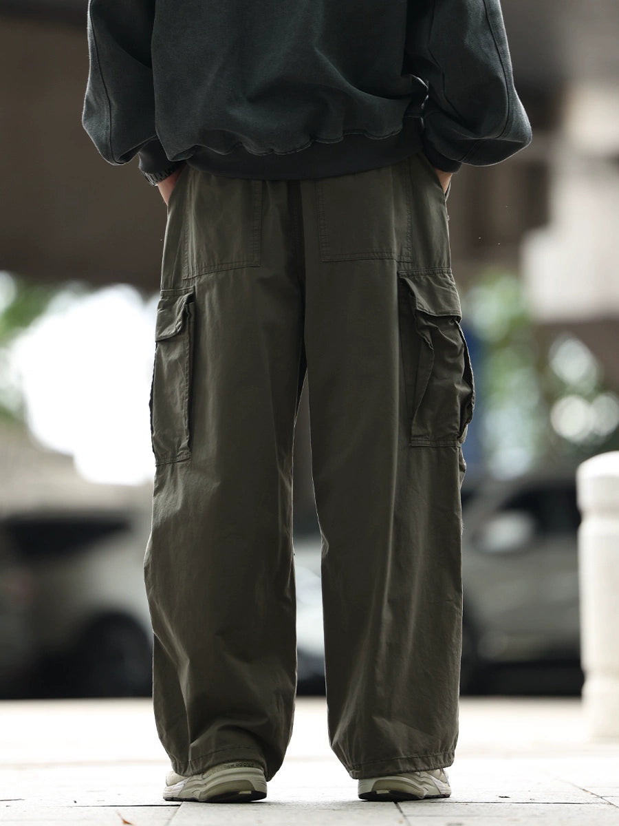 【Oneblue Shop】ウエストゴムワイドカーゴパンツ 春 夏 / Cargo Pants LS2407212