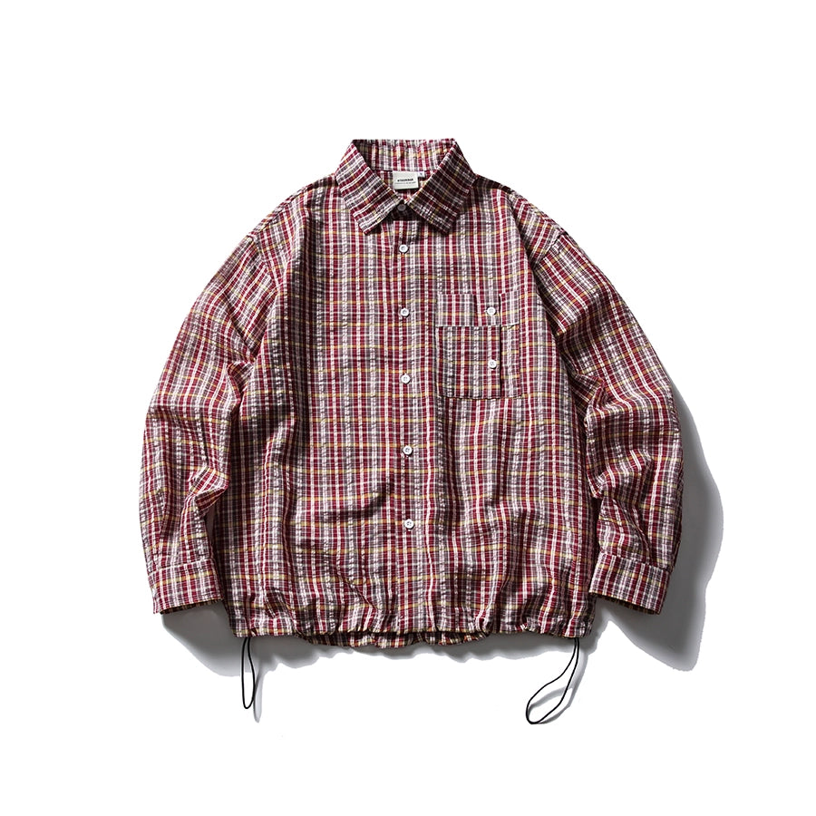 【Oneblue Shop】チェック柄長袖シャツジャケット / Long Sleeve Shirt LS2407286