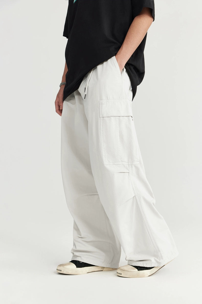【Oneblue Shop】ウエストゴムワイドカーゴパンツ 春 夏 / Cargo Pants LS2407212