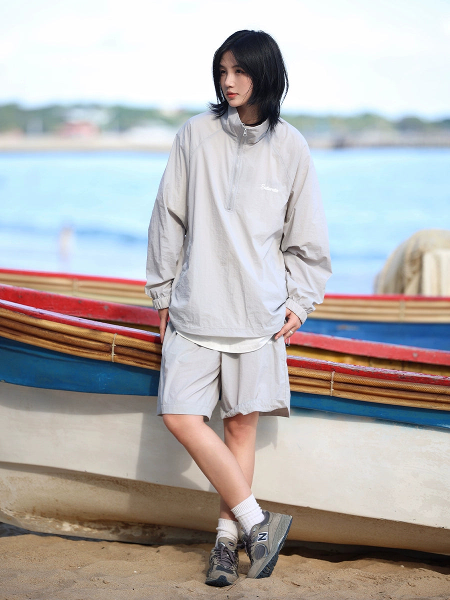 【Oneblue Shop】Ncllw UPF50+UVカット吸水速乾ラッシュガード上下セットパーカー&パンツ接触冷感ストレッチ ls2404203