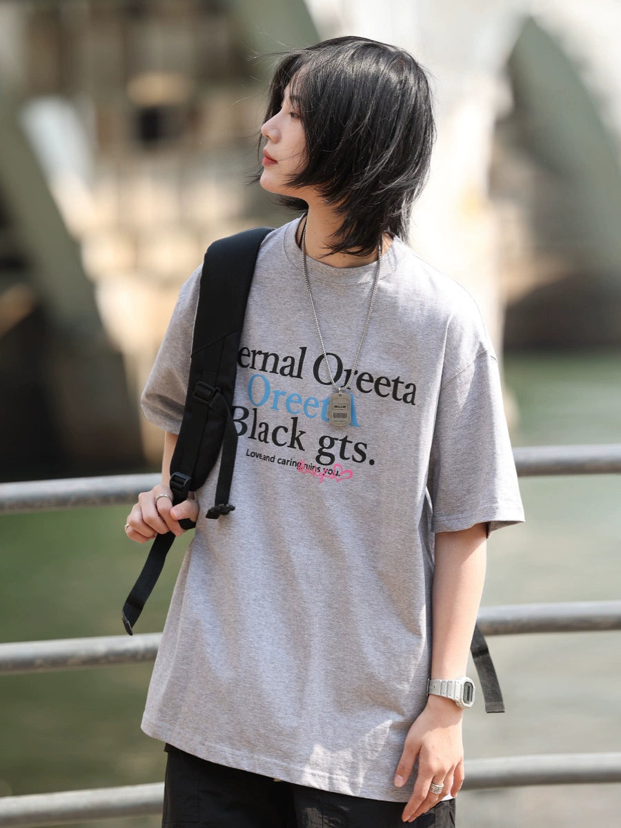 【OneBlue Shop】NCLLW サマーコットンルーズフィットショートスリーブTシャツ LS2404036